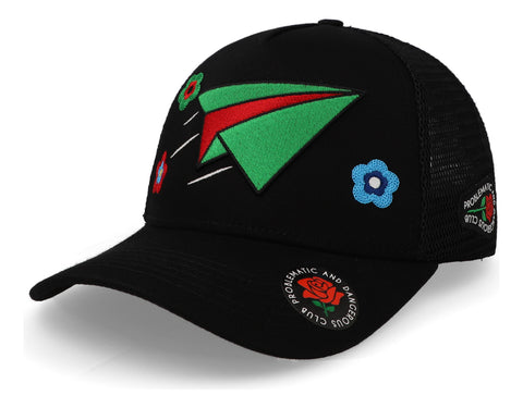 Gorra Problematic Chiquete Paperplane Malla Negro