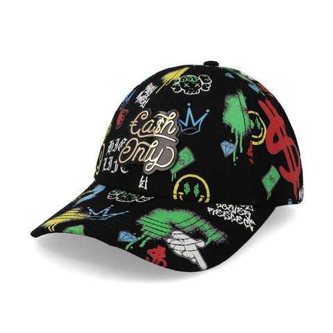 Gorra Cash Only Full Print White Curve Negro Unitalla