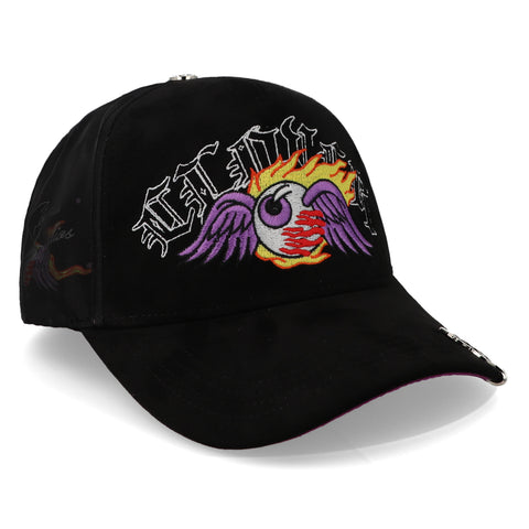 Gorra Clover Garments Eyes On Fire FW24 Negra Unitalla