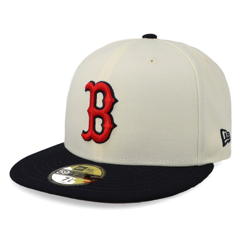 Gorra New Era 59 Fifty MLB Red Sox Blanco/Azul Cerrado