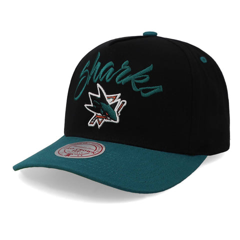 Gorra Mitchell and Ness NHL Sharks Script Arch Pro Unitalla