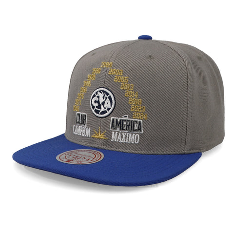 Gorra Mitchell & Ness Liga MX América Campeón Gris/Azul