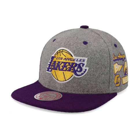 Gorra Mitchell & Ness NBA Melton Patch Snap Lakers Gris Uni