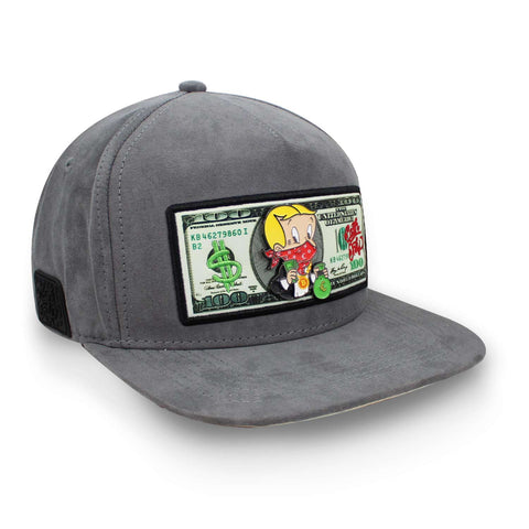 Gorra Cash Only Ricky Dolla Suede Snap Gris Unitalla
