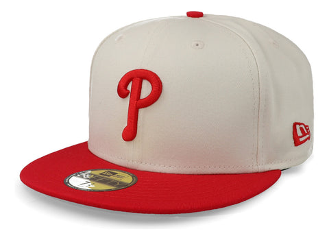 Gorra New Era 59 Fifty MLB Phillies White Crown Beige/Rojo