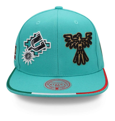 Gorra Mitchell And Ness Nba Piramid Mexico Spurs Aqua Unital