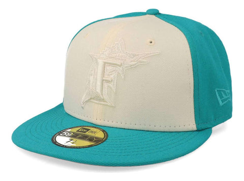 Gorra New Era 59 Fifty MLB Marlins Tonal 2-tone Aqua Blanco