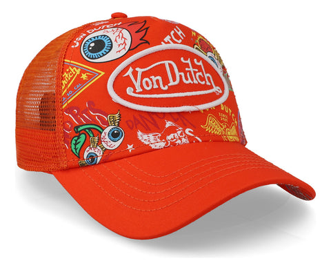 Gorra Von Dutch Orange Pink Jax All Over Trucker Naranja Uni