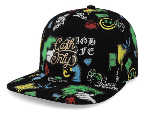 Gorra Cash Only New Full Print Snk Negro Unitalla