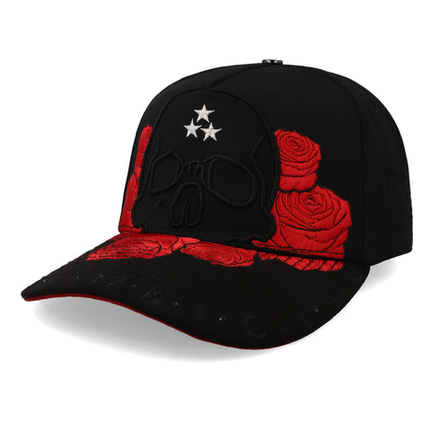 Gorra 5.7 Pura Ambición Skull Roses Premium Negro Curva