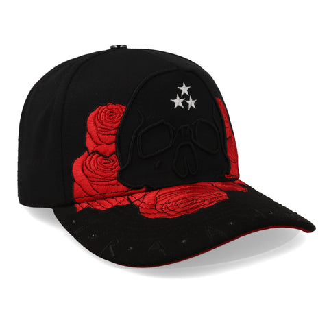Gorra 5.7 Pura Ambición Skull Roses Premium Negro Curva