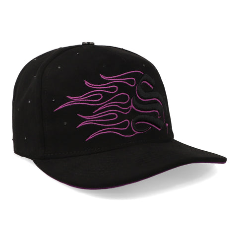 Gorra 5.7 Fire Diamonds Negro/Morado Snapback Curva Unitalla