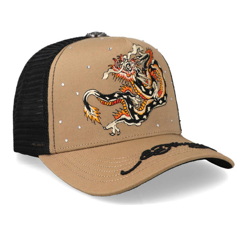 Gorra Ed Hardy Orange Dragon Diamonds Café Trucker Unitalla