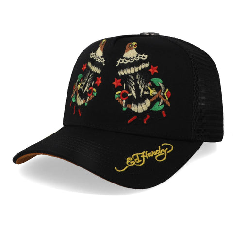Gorra Ed Hardy Mirror Eagles Negro Trucker Unitalla