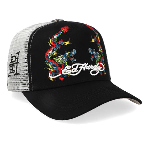 Gorra Ed Hardy Mirror Dragons Negro Trucker Unitalla