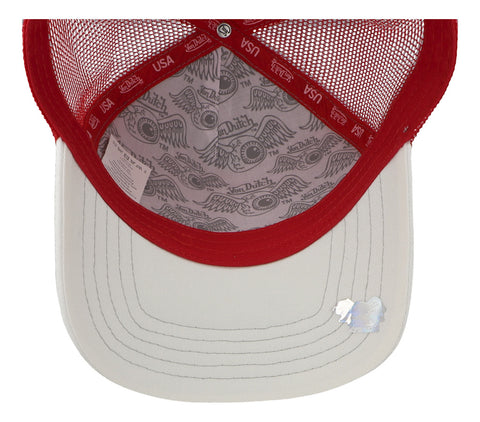 Gorra Von Dutch Red Logo Patch Trucker Blanco Unitalla