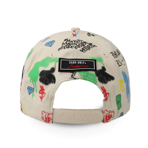 Gorra Cash Only Full Print Snap Blanco Unitalla