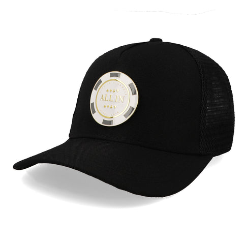 Gorra All In Pilot Impermeable Negro Pin Blanco Trucker