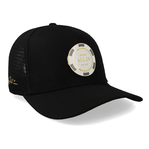 Gorra All In Pilot Impermeable Negro Pin Blanco Trucker