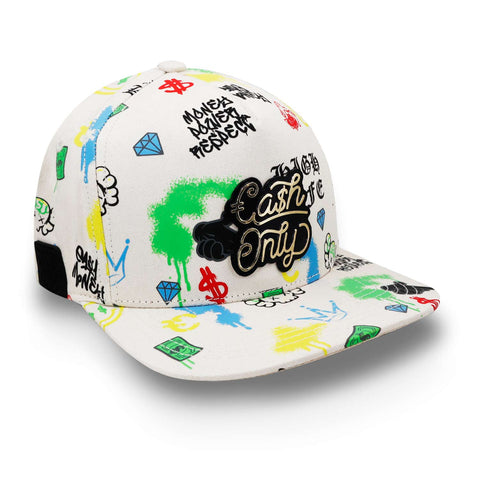 Gorra Cash Only Full Print Snap Blanco Unitalla