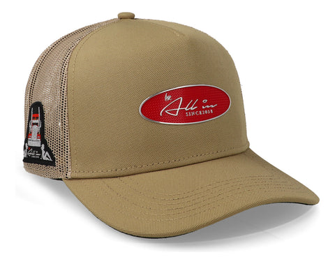 Gorra All In Chrome Trucker Beige Con Rojo Unitalla