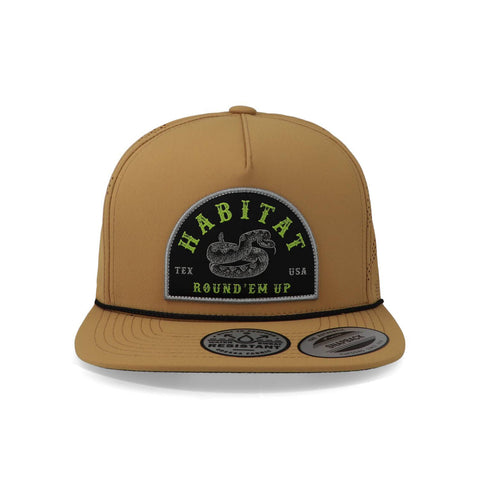 Gorra Hooey Habitat Tan 5 Panel Trucker Amarillo Unitalla