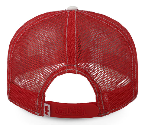 Gorra Von Dutch Red Logo Patch Trucker Blanco Unitalla