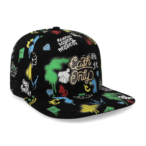 Gorra Cash Only Snapback Full Print Negro Unitalla