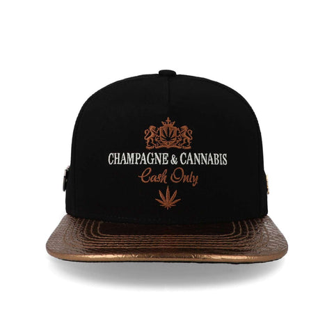 Gorra Cash Only Champagne Canabis Snap Negro Unitalla