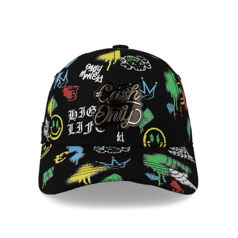 Gorra Cash Only Full Print White Curve Negro Unitalla