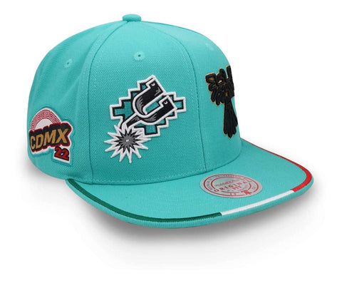Gorra Mitchell And Ness Nba Piramid Mexico Spurs Aqua Unital