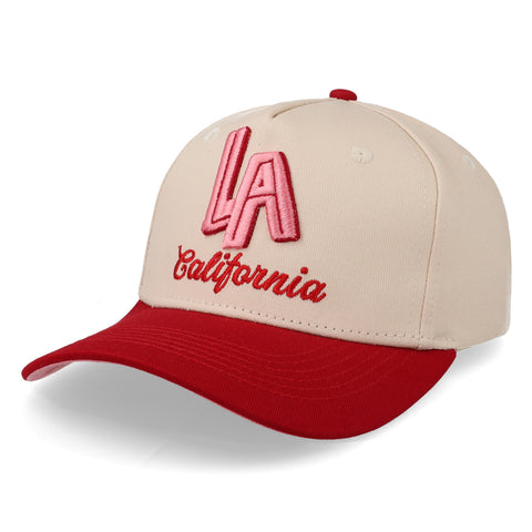 Gorra Overrated LA California Crema Roja Unitalla