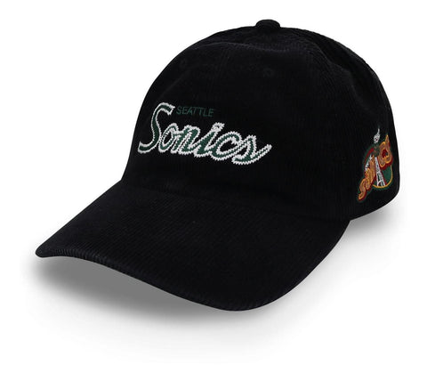 Gorra Mitchell & Ness Nba Script Corduroy Dad Sonics Negro U