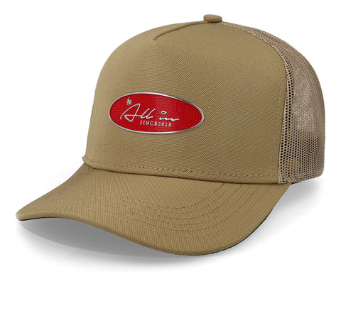 Gorra All In Chrome Trucker Beige Con Rojo Unitalla
