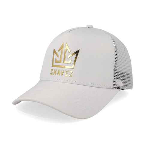 Gorra All In Chavez Golden Curva Trucker Blanca Unitalla