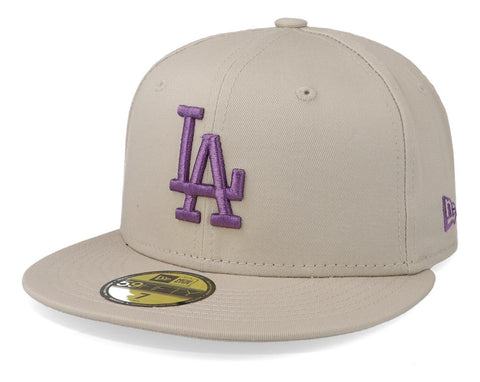 Gorra New Era 59 Fifty MLB Dodgers League Essential Beige Cerrada