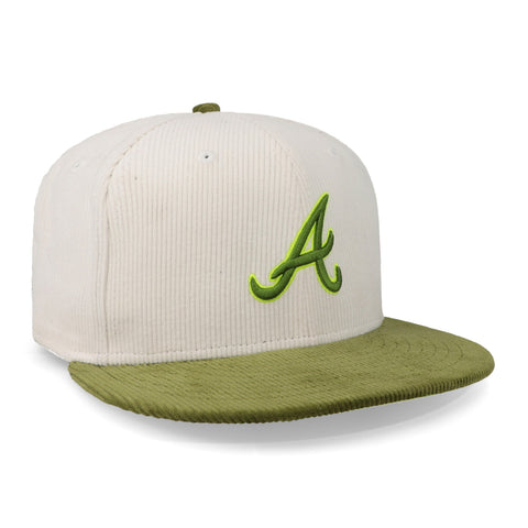 Gorra New Era 59 Fifty MLB Braves Cord Beige Cerrada