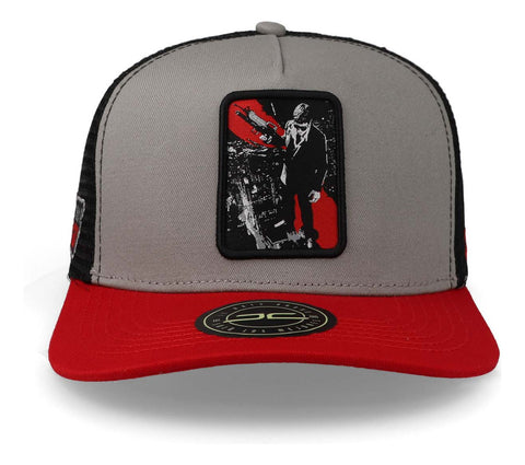 Gorra Jc Hats Bad Guy 1809 Curved Mesh Gris/rojo Unitalla