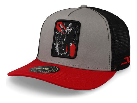 Gorra Jc Hats Bad Guy 1809 Curved Mesh Gris/rojo Unitalla
