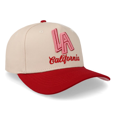 Gorra Overrated LA California Crema Roja Unitalla
